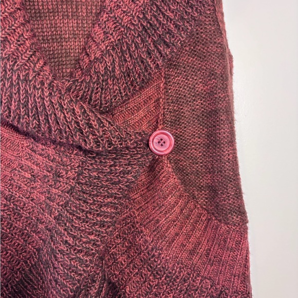 Bandolino Y2K Red Heather Knit Shawl Collar Sweater Cardigan Vest Size Medium - Picture 3 of 6